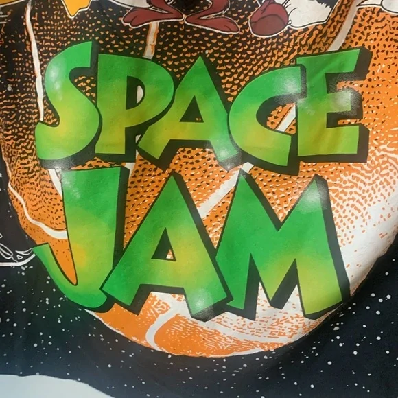 Vintage Space Jam T Shirt Womens Medium Looney Tunes Black Laced Short Sleeve - Picture 5 of 7